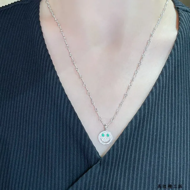 Gold-Tone Pavé Smiley Face Pendant Necklace 6