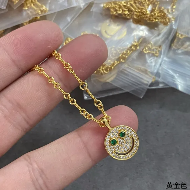 Gold-Tone Pavé Smiley Face Pendant Necklace 7