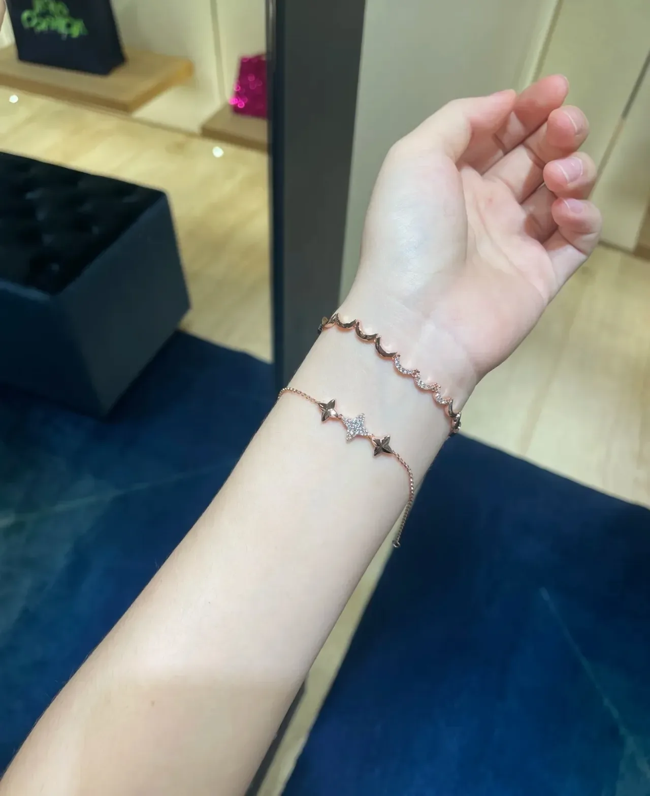 Gold-Tone Pavé Star Motif Chain Bracelet 2