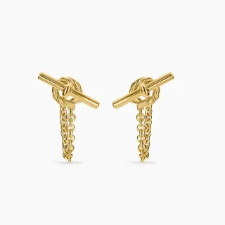 Gold-Tone Toggle Knot Chain Dangling Earrings