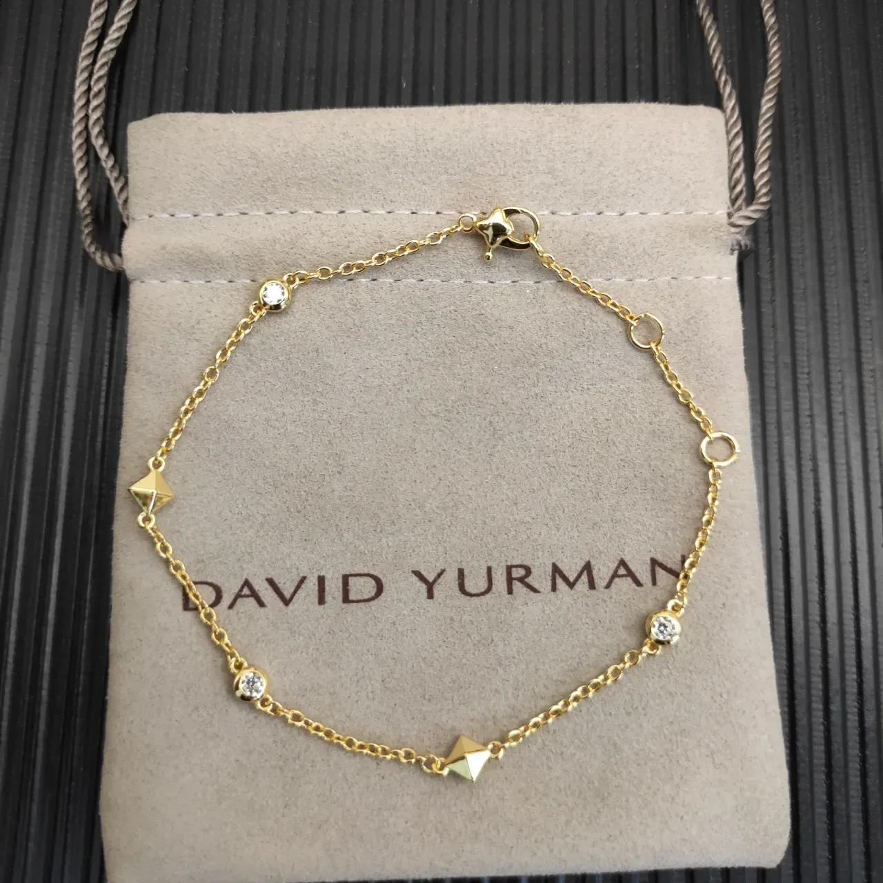 Gold Transparent Chain Bezel-Set Round Stones Bracelet 9