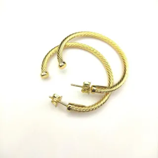 Gold Twisted Cable Hoop Earrings