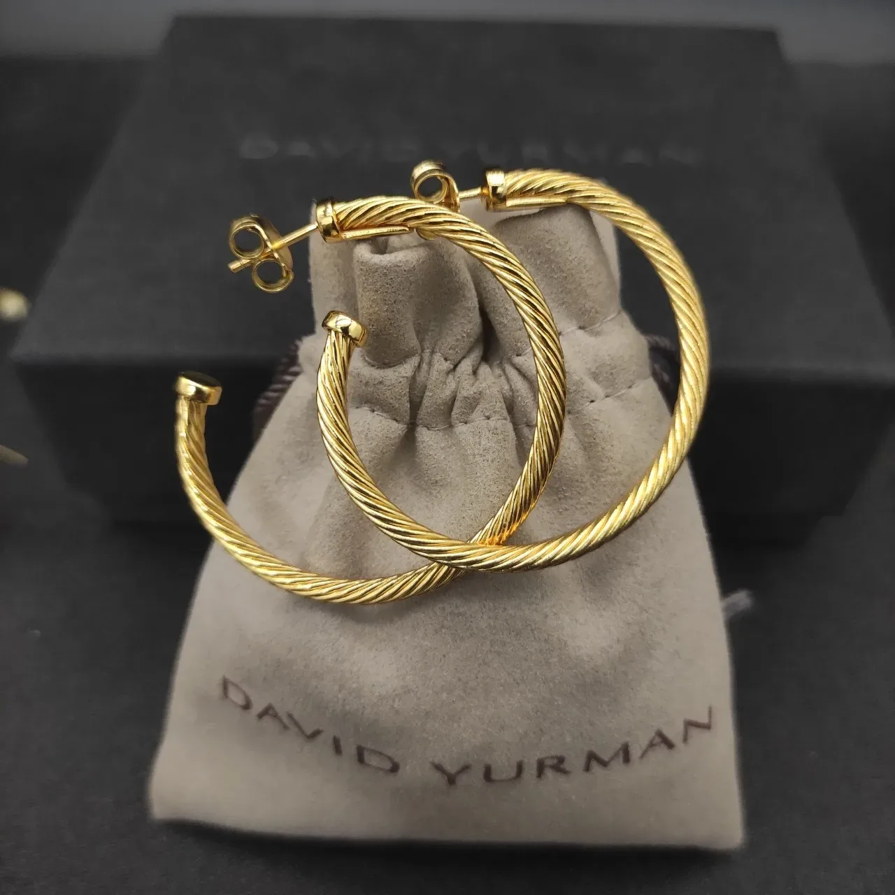 Gold Twisted Cable Hoop Earrings 3