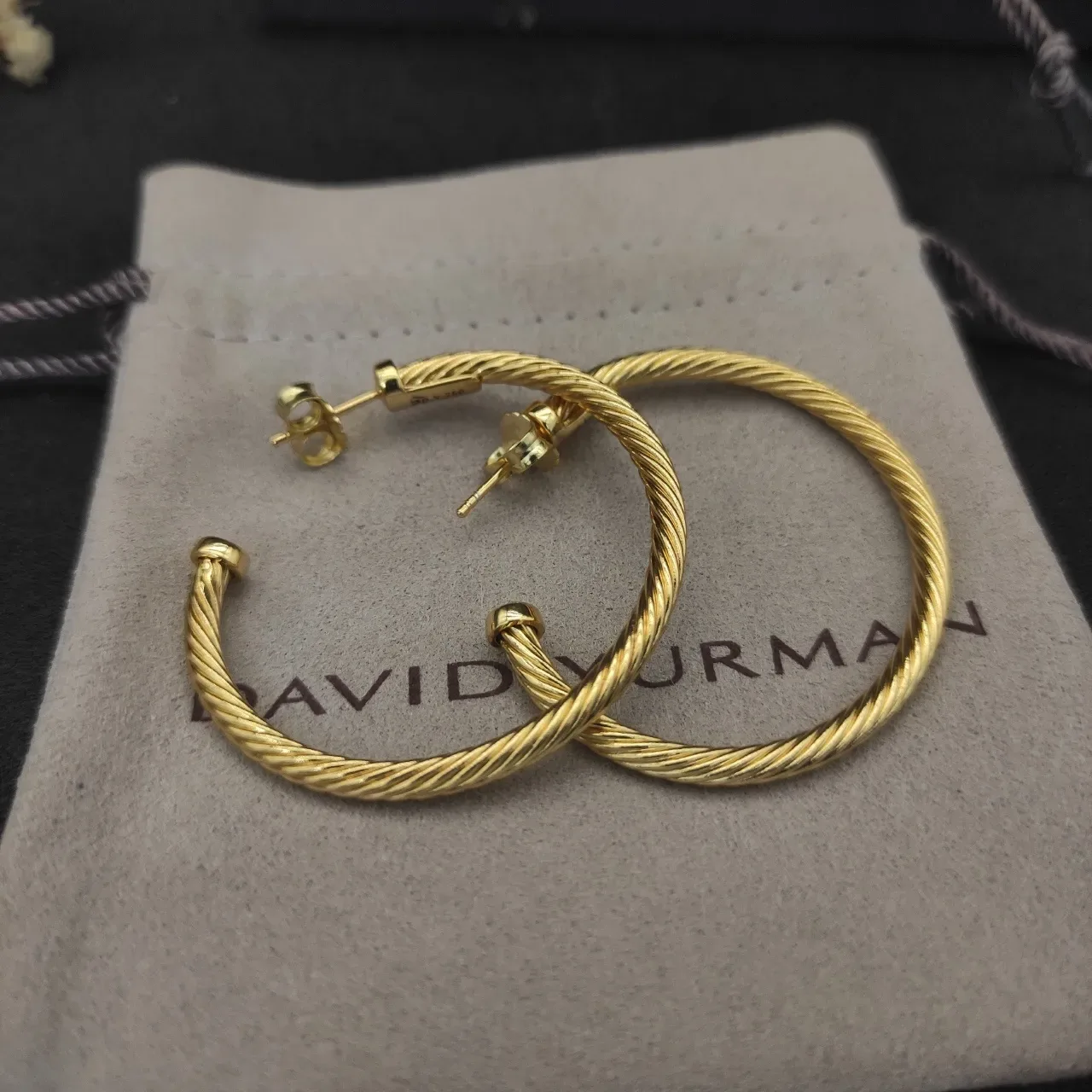 Gold Twisted Cable Hoop Earrings 4