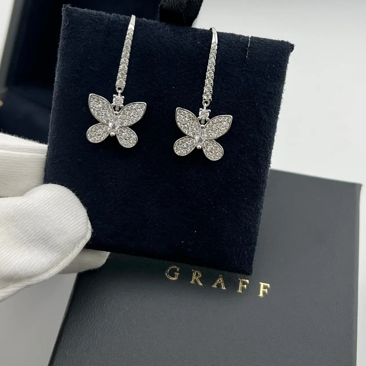 Graff Butterfly Pavé Drop Earrings 4