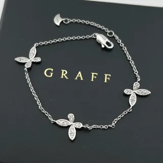 Graff سلسلة فضية بيضاء ثلاث نقشات زهرية ألماس سوار