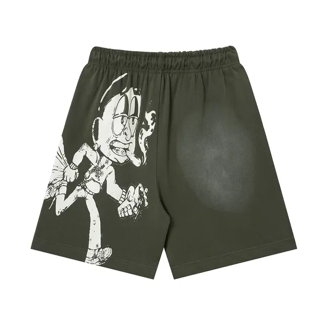 Graphic Print Elastic Waist Shorts 4