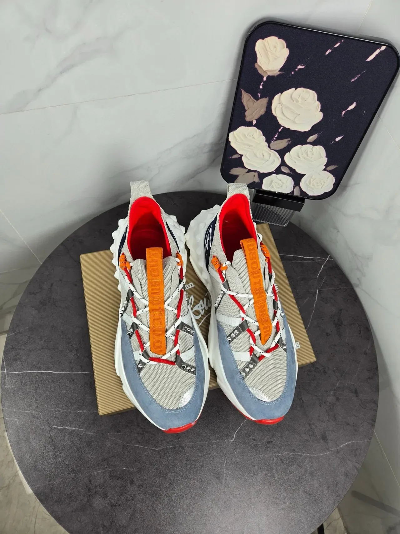 Gray Blue Chunky Sculpted Sole Dual-Lace System Sneakers 7