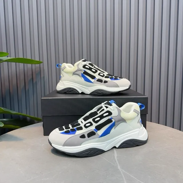 Gray Blue Oversized Silhouette Multi-Layered Cage Overlay Chunky Sneakers 6
