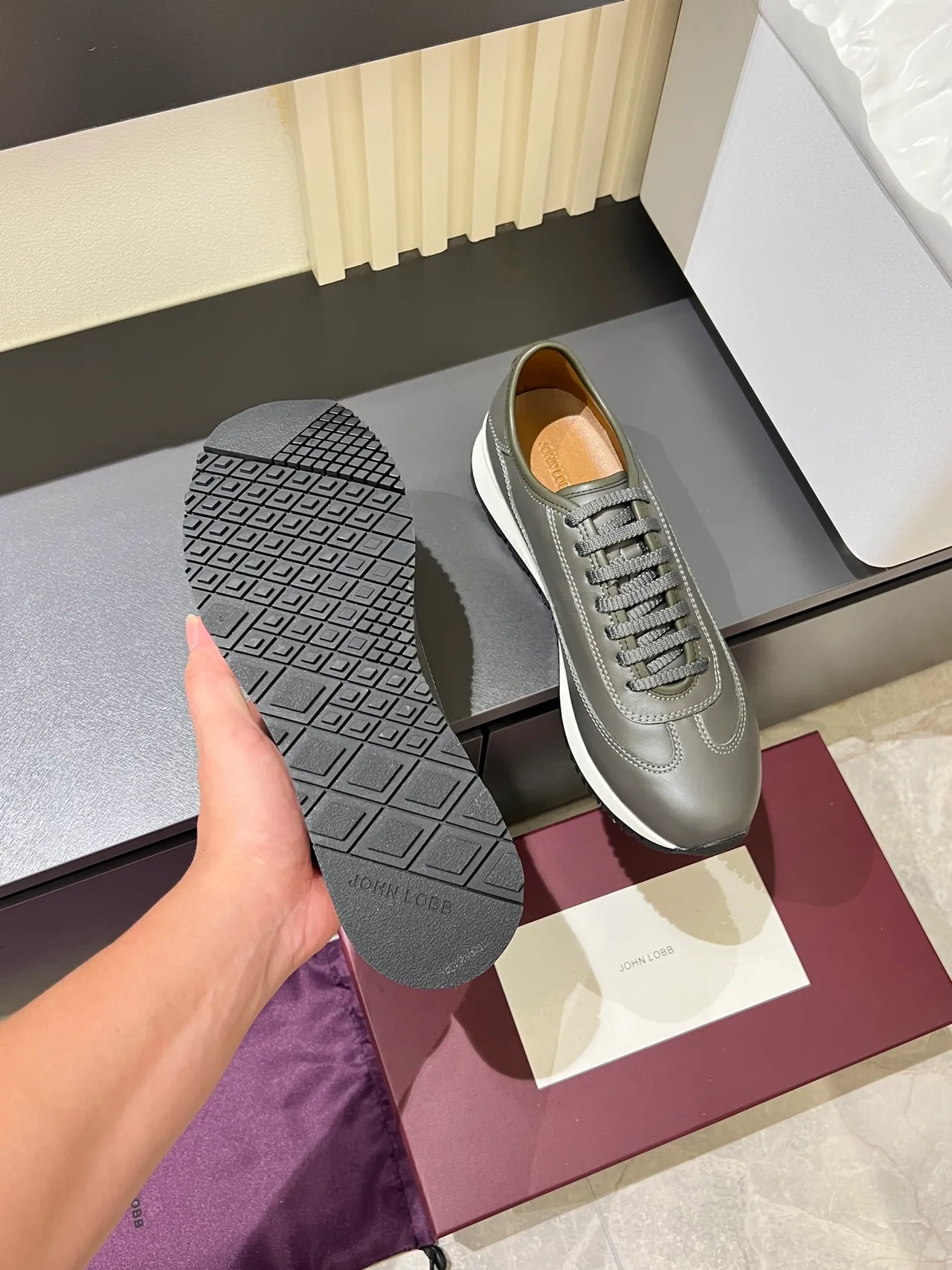 Gray Leather Paneled Low-Top Lifestyle Sneakers 3