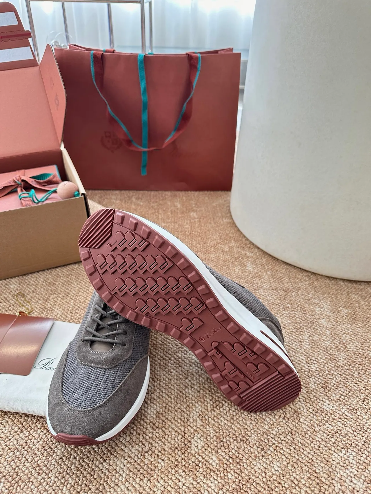 Gray Mesh and Suede Low-Top Lifestyle Sneakers 3