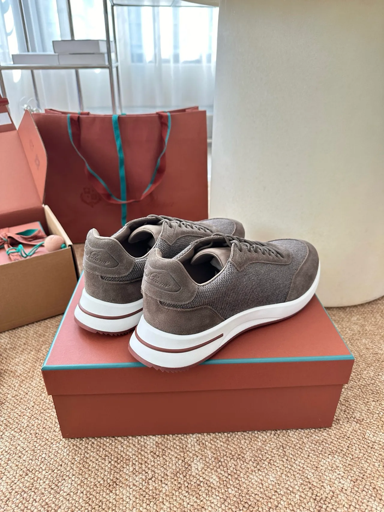Gray Mesh and Suede Low-Top Lifestyle Sneakers 4