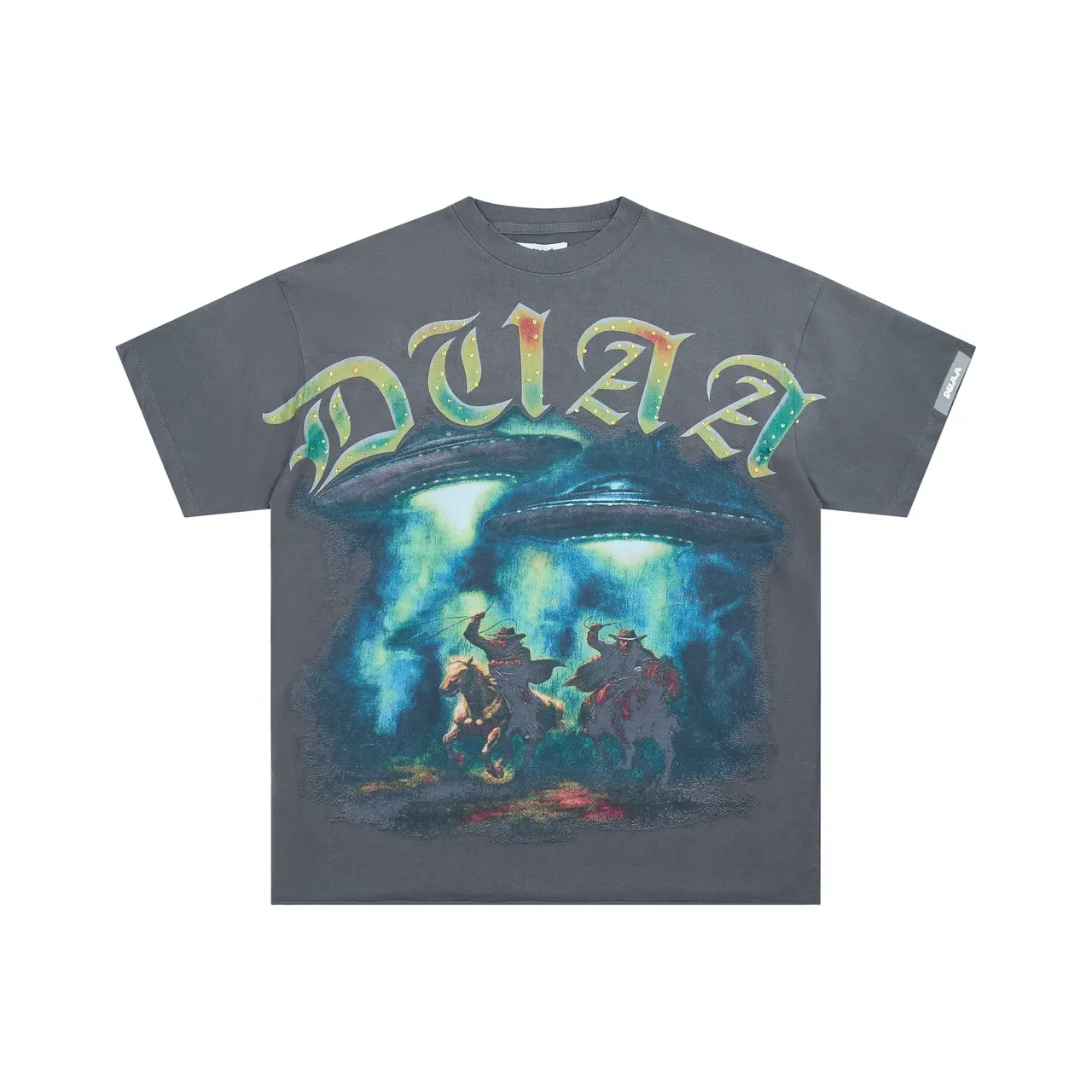 Gray Multicolor Graphic-Print Oversized Fit T-Shirt 1