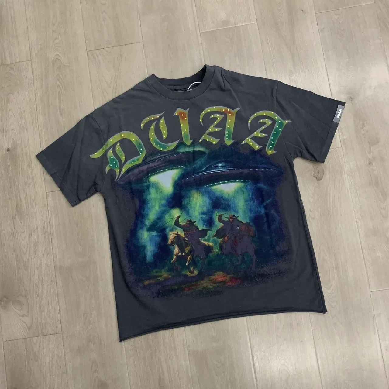 Gray Multicolor Graphic-Print Oversized Fit T-Shirt 14