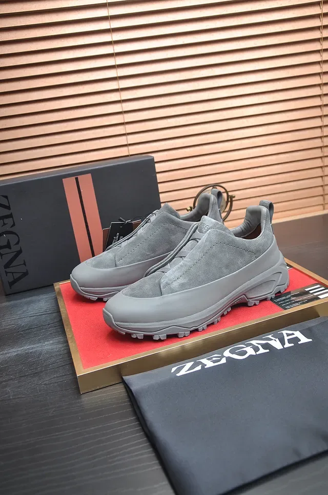 Gray Suede Laceless Zip-Front Lifestyle Sneaker 4