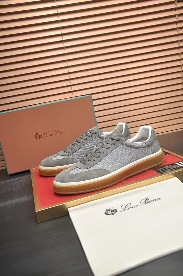 Gray Textile-Suede Low-Top Gum Sole Sneaker 4