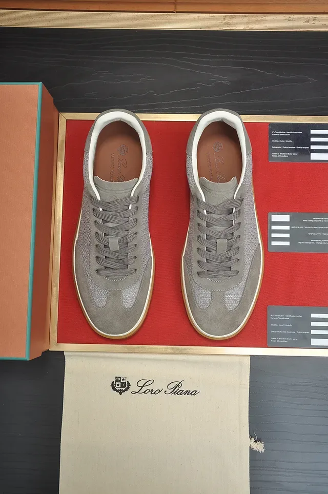 Gray Textile-Suede Low-Top Gum Sole Sneaker 5