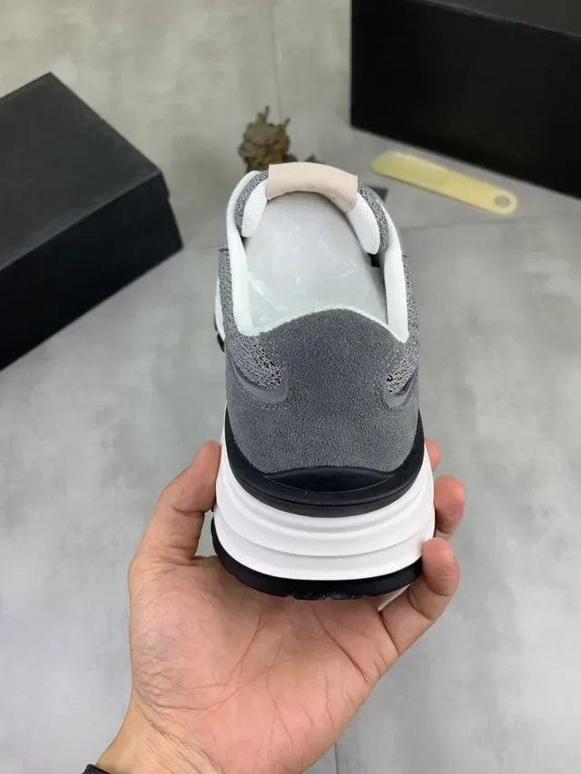 Gray White Knit Upper Layered Synthetic Overlays Sneakers 3
