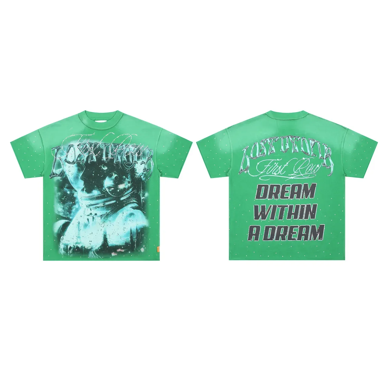 Green Graphic-Print Rhinestone-Embellished Space-Themed T-Shirt 2