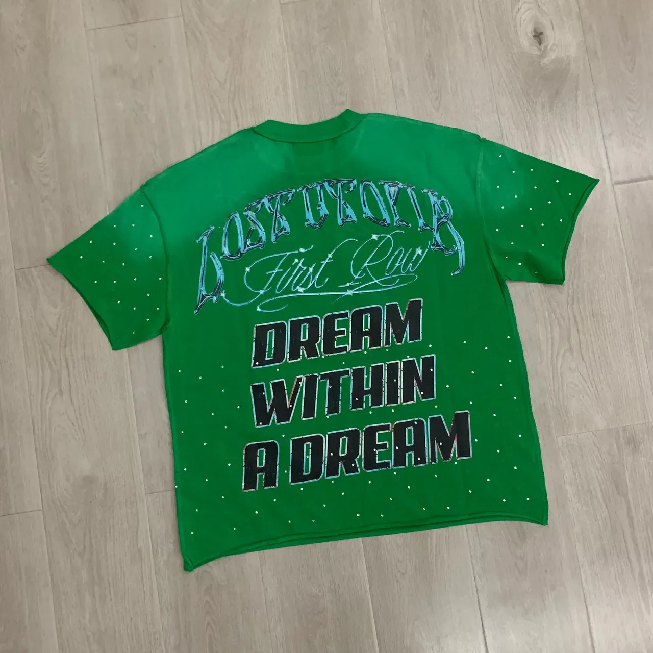 Green Graphic-Print Rhinestone-Embellished Space-Themed T-Shirt 6