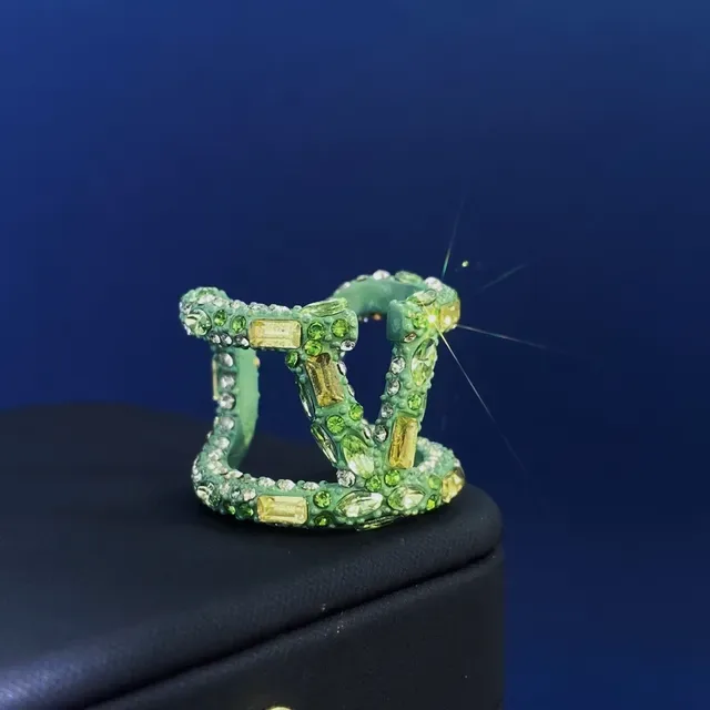 Green Yellow Sculptural Gem-Encrusted Ring 4