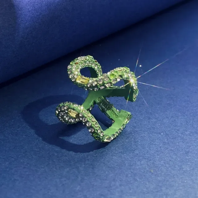 Green Yellow Sculptural Gem-Encrusted Ring 5