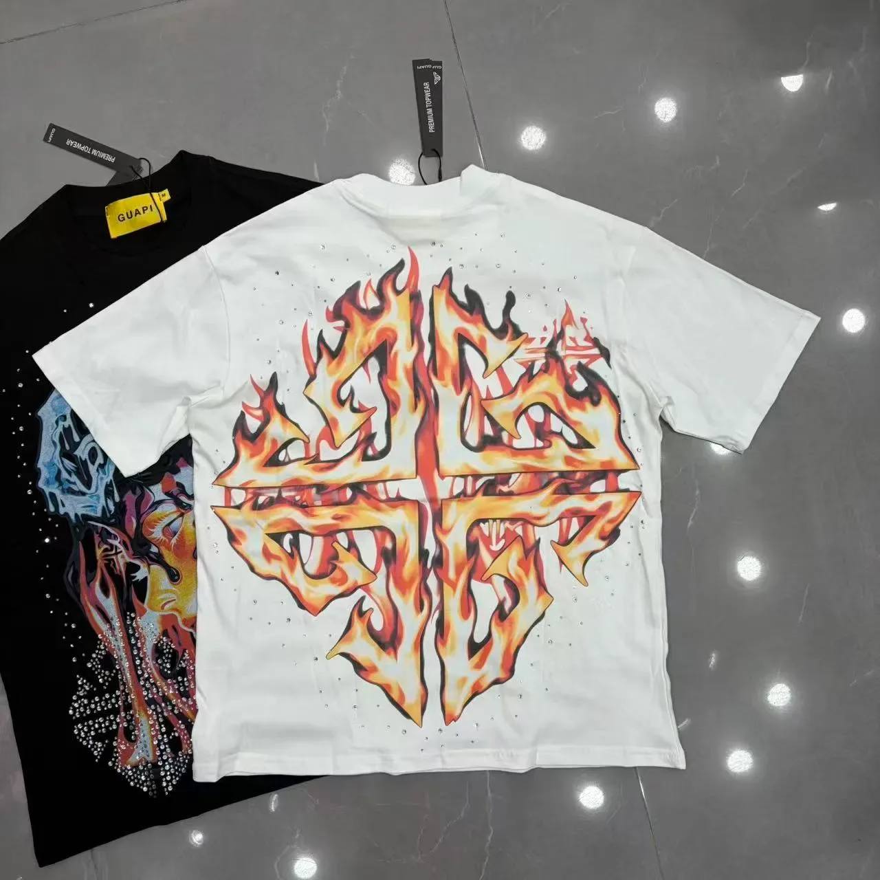 GUAPI Graphic Print Rhinestone Embellished T-Shirt 3