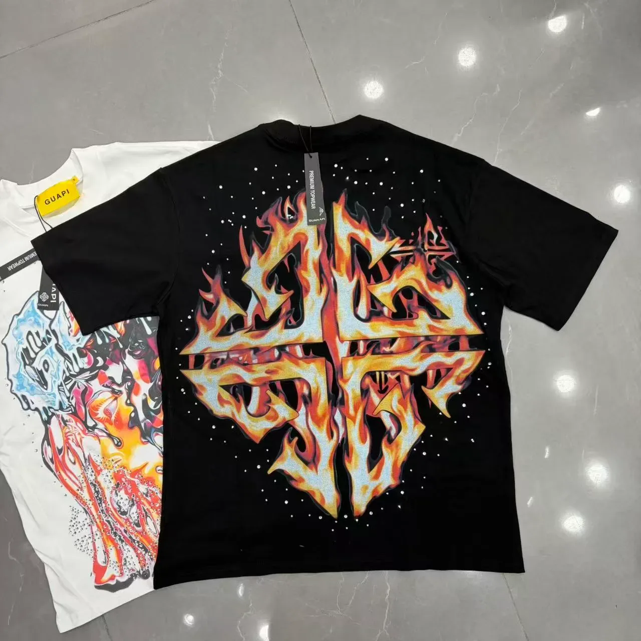 GUAPI Graphic Print Rhinestone Embellished T-Shirt 4