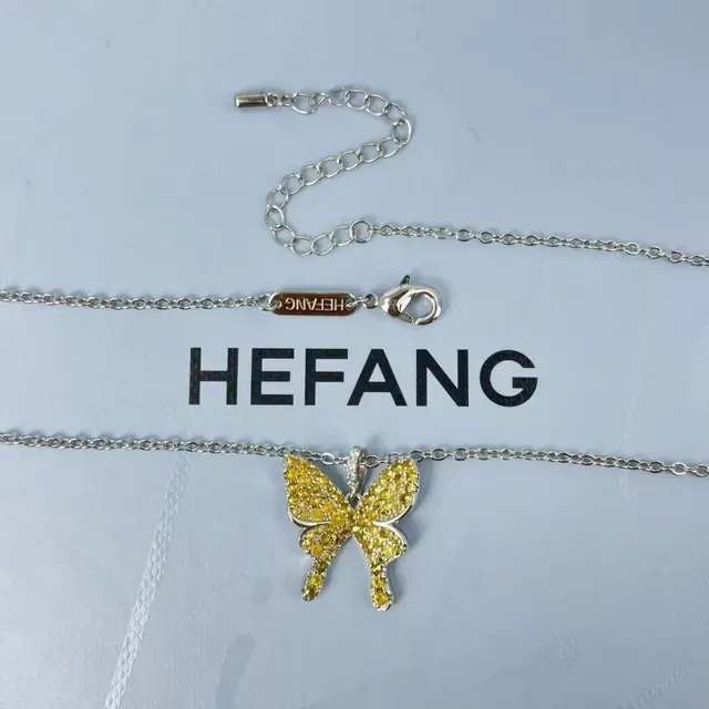 HEFANG Blue Crystal Butterfly Pendant Necklace 9
