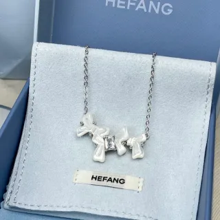 HEFANG 蝴蝶结珠光陶瓷吊坠项链