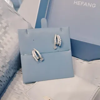 HEFANG Crystal-Encrusted Asymmetrical Double-Hook Earrings