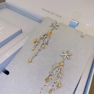 HEFANG Crystal Star Branch Dangling Earrings