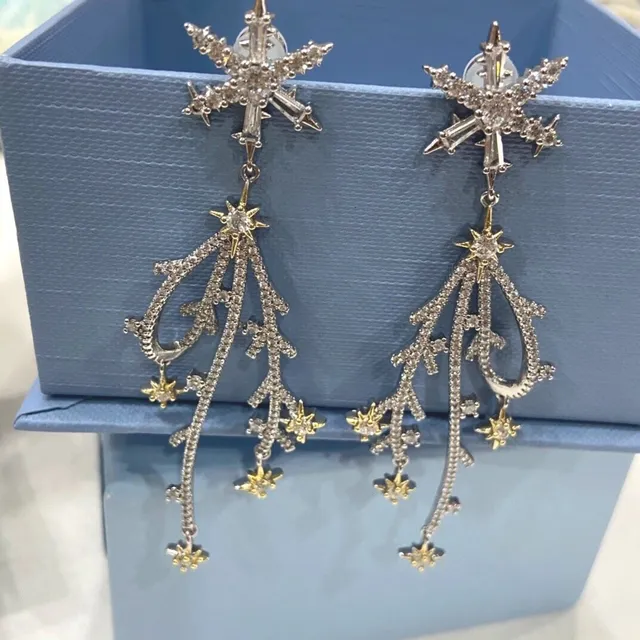 HEFANG Crystal Star Branch Dangling Earrings 4