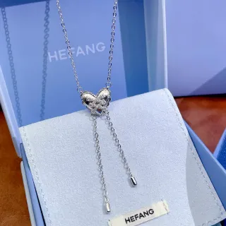 HEFANG Colgante en forma de corazón de plata azul con piedras pave-set
