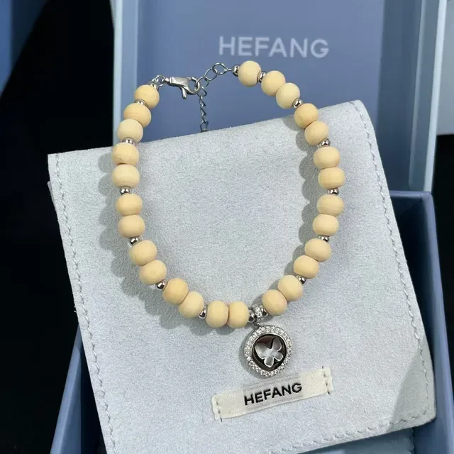 HEFANG Wooden Bead Butterfly Charm Bracelet 5