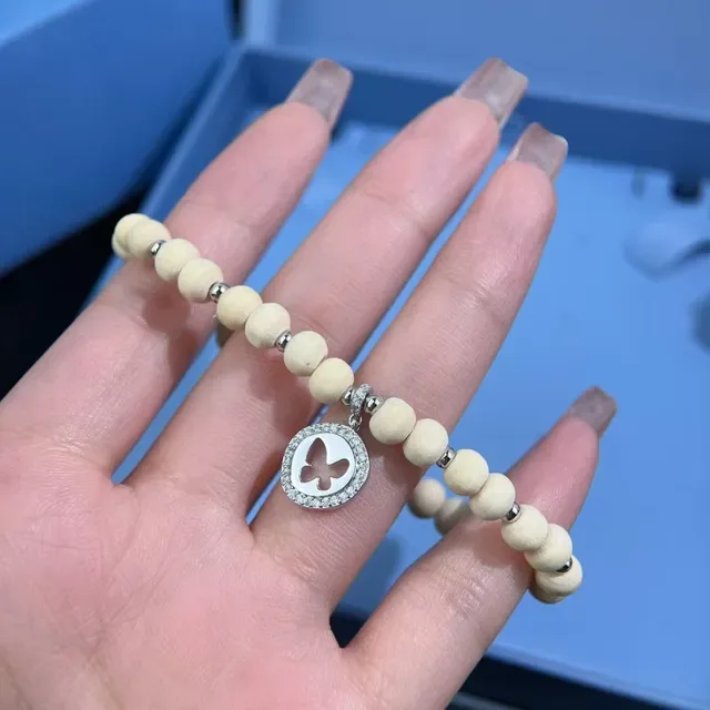 HEFANG Wooden Bead Butterfly Charm Bracelet 6
