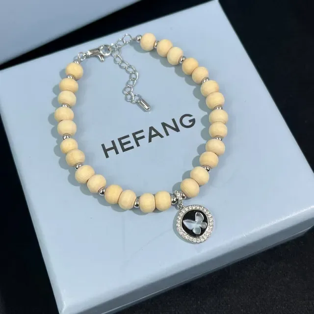 HEFANG Wooden Bead Butterfly Charm Bracelet 8