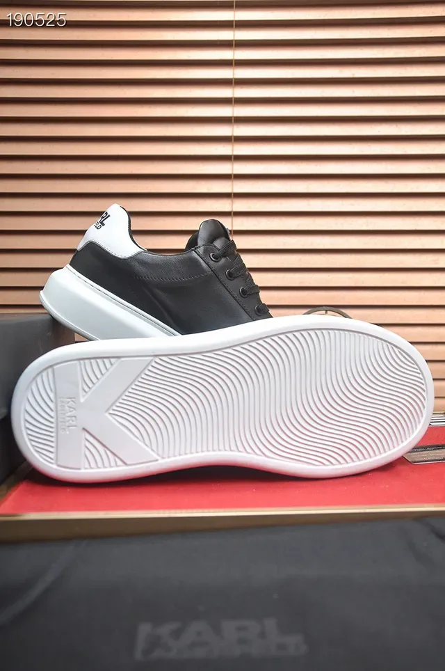 Karl Lagerfeld Black White Leather Upper Skull Logo Detail Lifestyle Sneakers 2