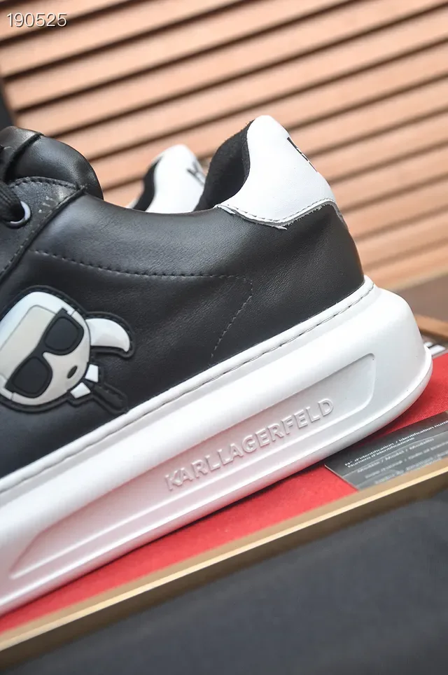 Karl Lagerfeld Black White Leather Upper Skull Logo Detail Lifestyle Sneakers 4