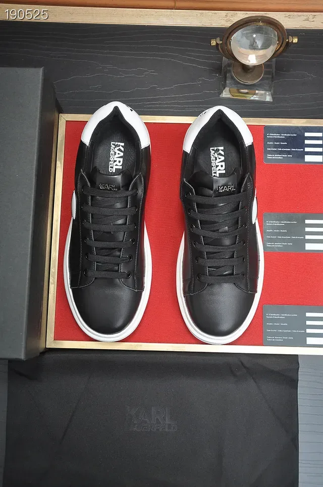 Karl Lagerfeld Black White Leather Upper Skull Logo Detail Lifestyle Sneakers 7