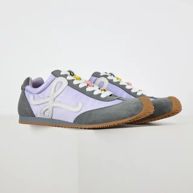 Lavender and Gray Mixed-Material Low-Top Lifestyle Sneakers 3