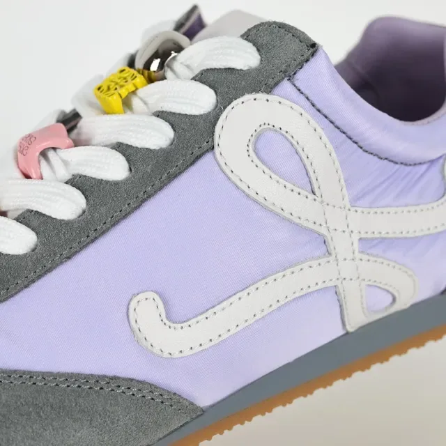 Lavender and Gray Mixed-Material Low-Top Lifestyle Sneakers 6