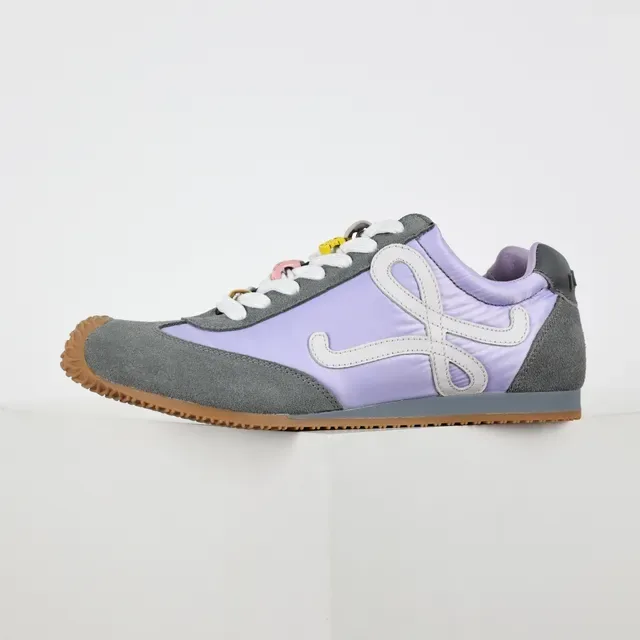 Lavender and Gray Mixed-Material Low-Top Lifestyle Sneakers 9