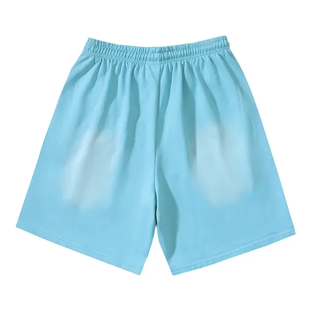 Light Blue Tribal Flame Graphic Shorts 3