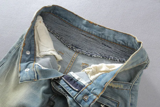 Light-Wash Distressed Moto-Panelled Zip-Pocket Jeans 6
