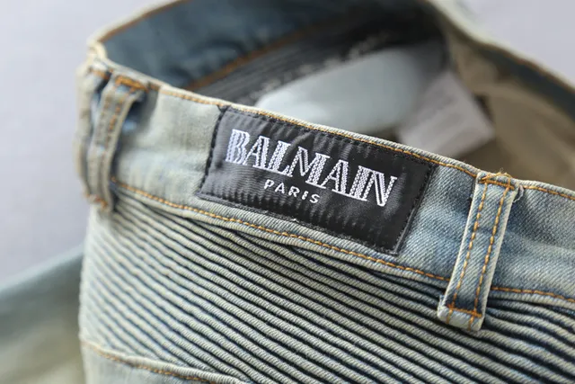 Light-Wash Distressed Moto-Panelled Zip-Pocket Jeans 7