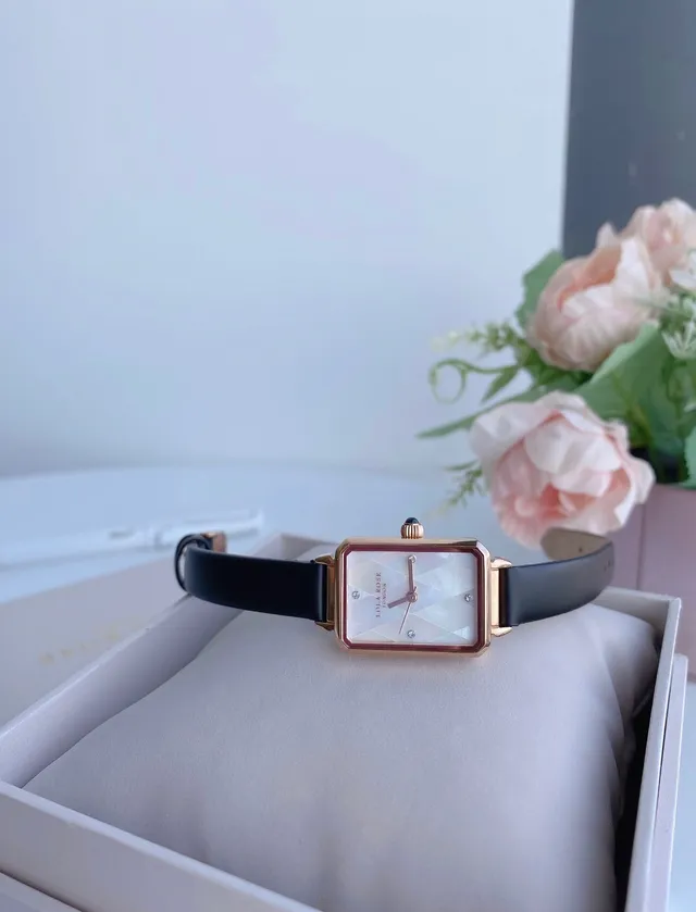 Lola Rose Black Gold Rectangular Case Bezel Quartz Watch 6