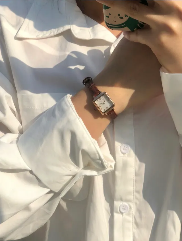 Lola Rose Mini Square Rose Gold Tone Brown Leather Quartz montre 10