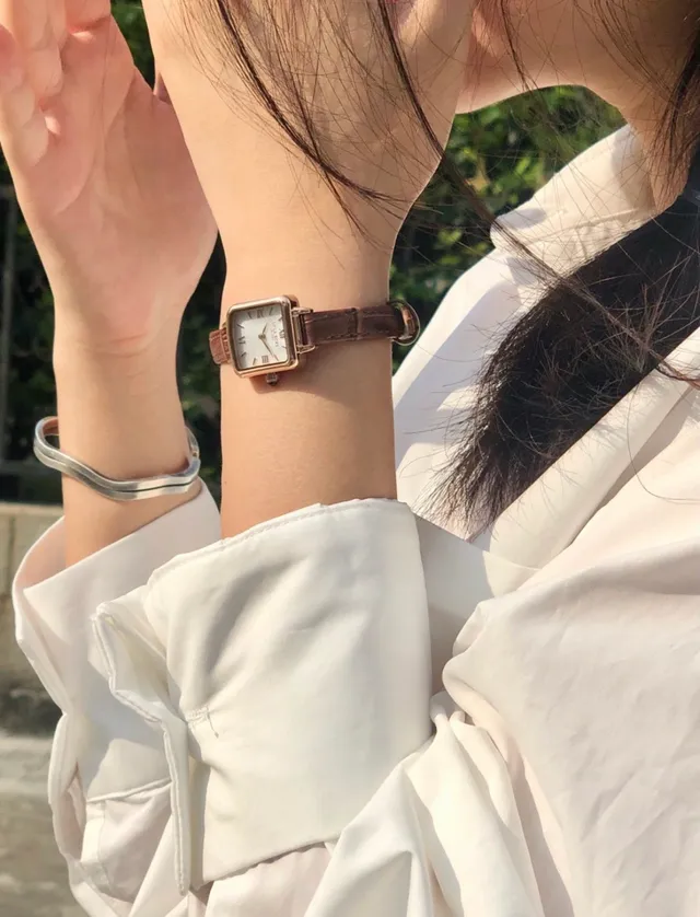 Lola Rose Mini Square Rose Gold Tone Brown Leather Quartz montre 11