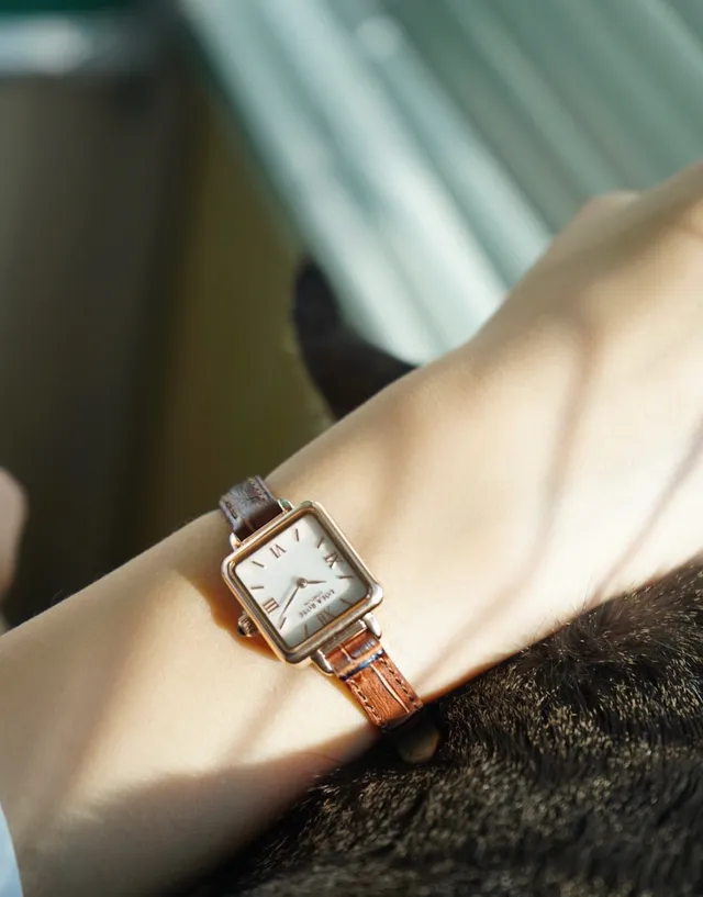 Lola Rose Mini Square Rose Gold Tone Brown Leather Quartz montre 12